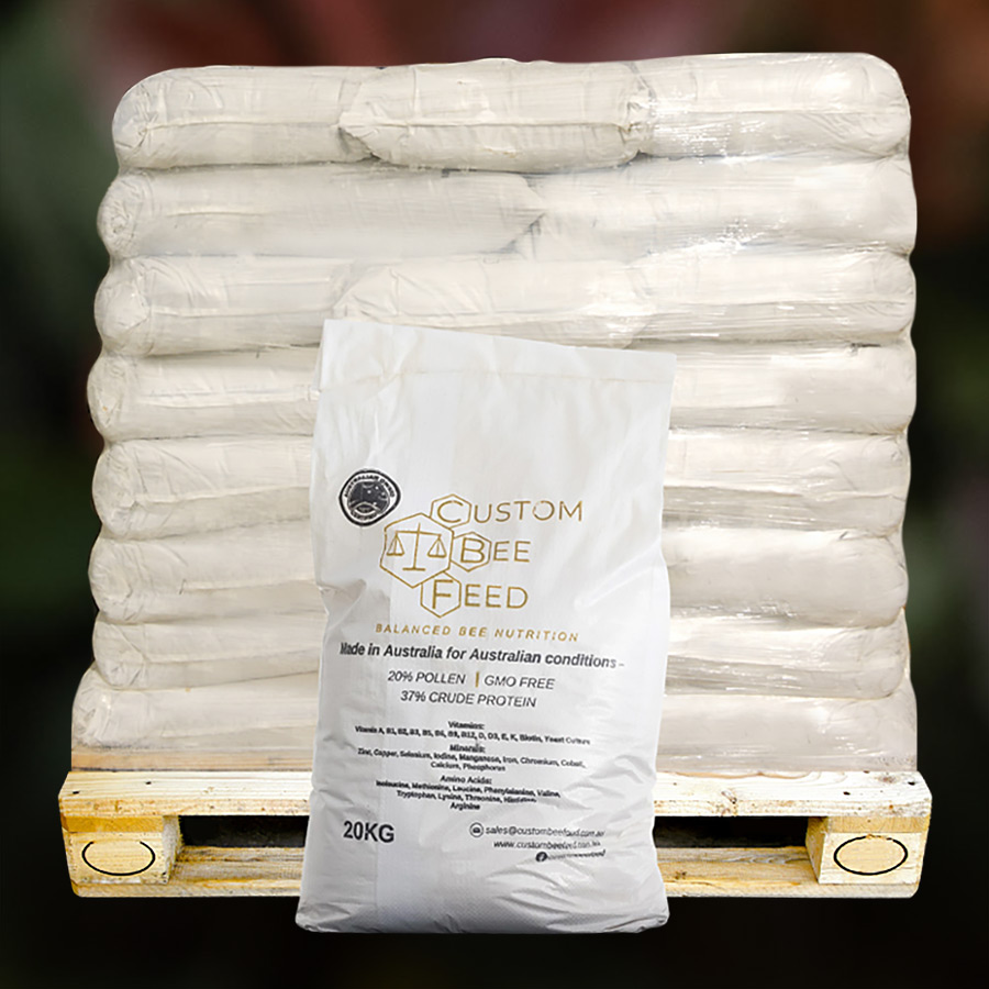 Custom Bee Feed - premium Australian honey bee feed 20kg bag pallet